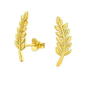 14k Gold Leaf Stud Earrings